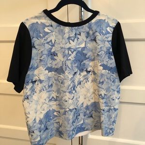 Tibi silky floral short-sleeve blouse